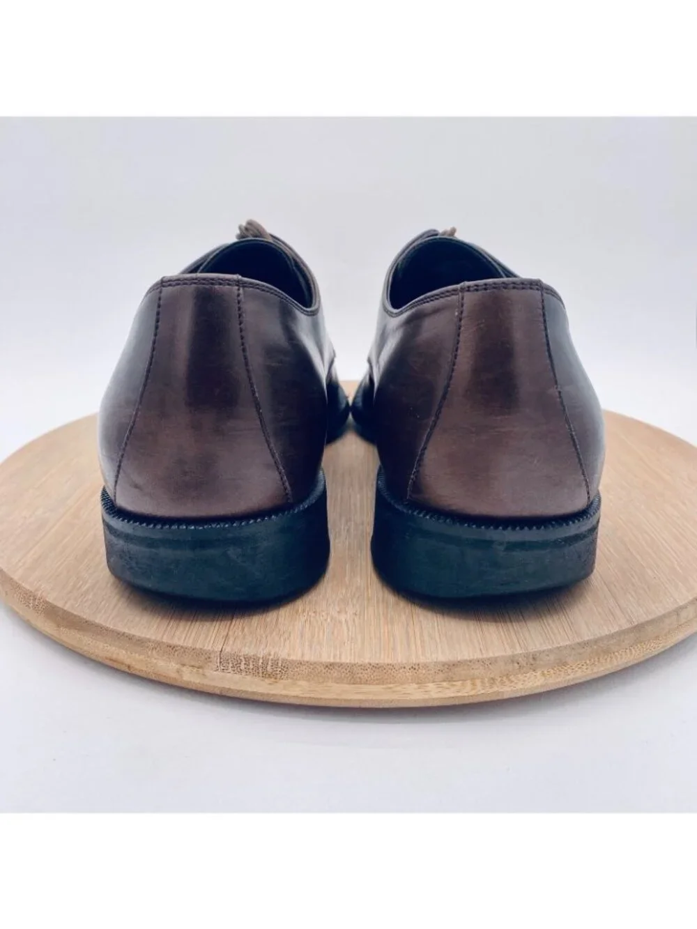 Ermenegildo Zegna Shoes Mens 9 Brown Leather Lace Up Plain Toe Oxfords Italy